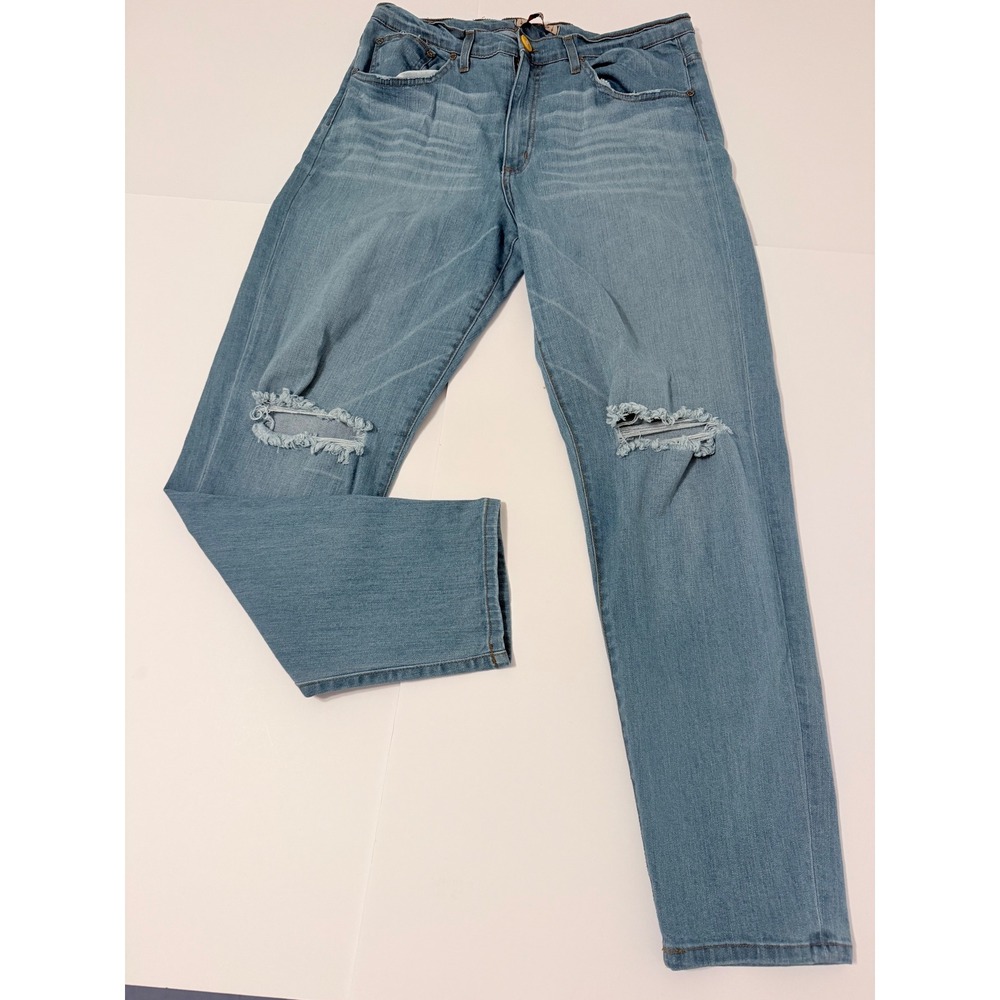 Judy Blue High Rise Distressed Straight Leg Jeans Light Wash Denim Madein USA 32